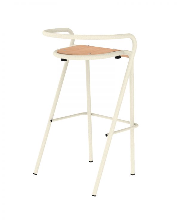 tabouret 5008b acier et bois écru