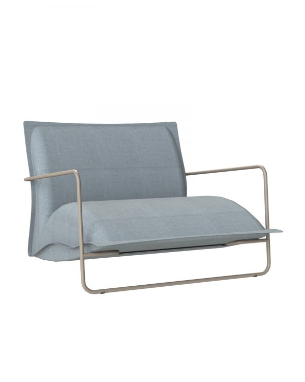 Chaise Fika-L en acier et tissu bleu